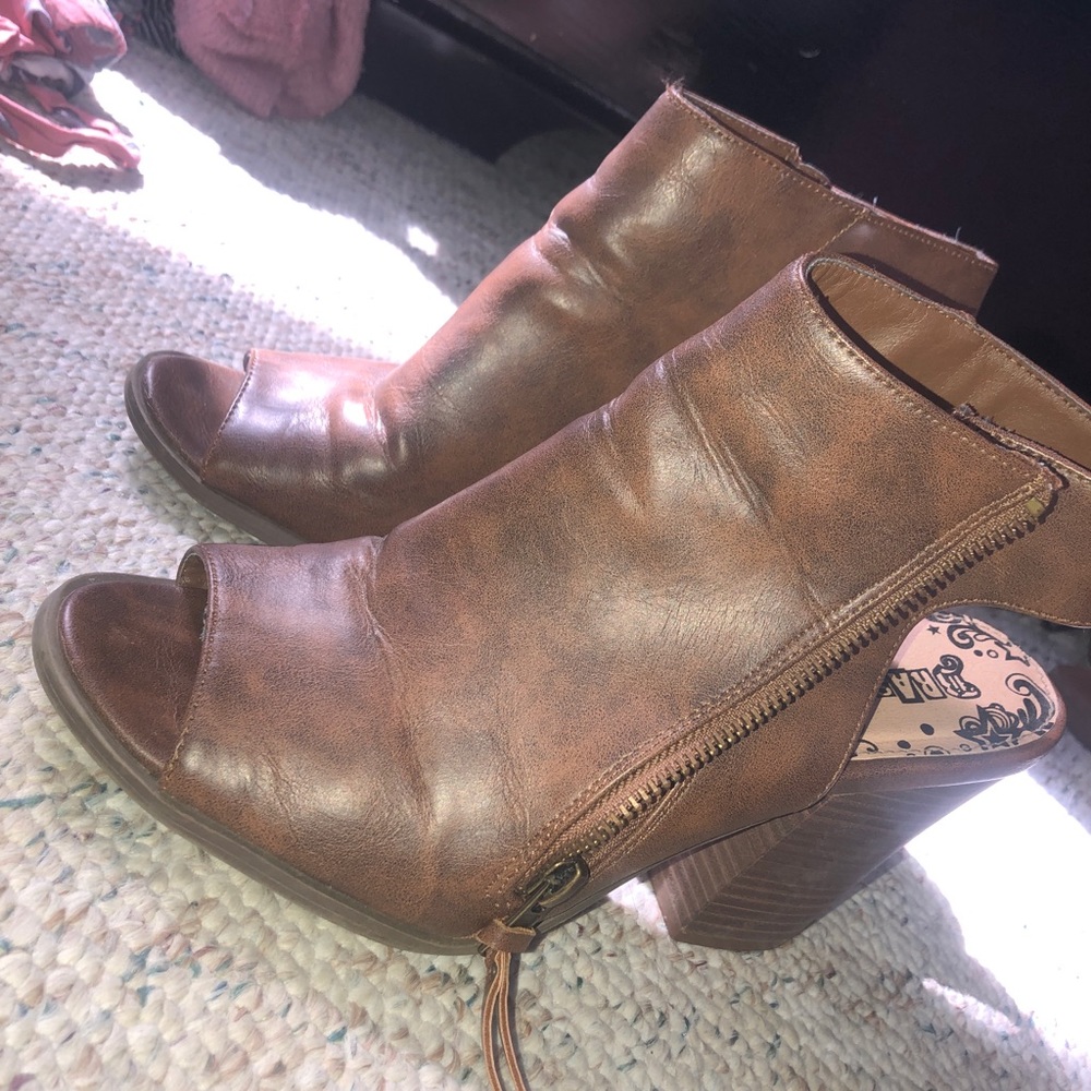 Open toed brown heels